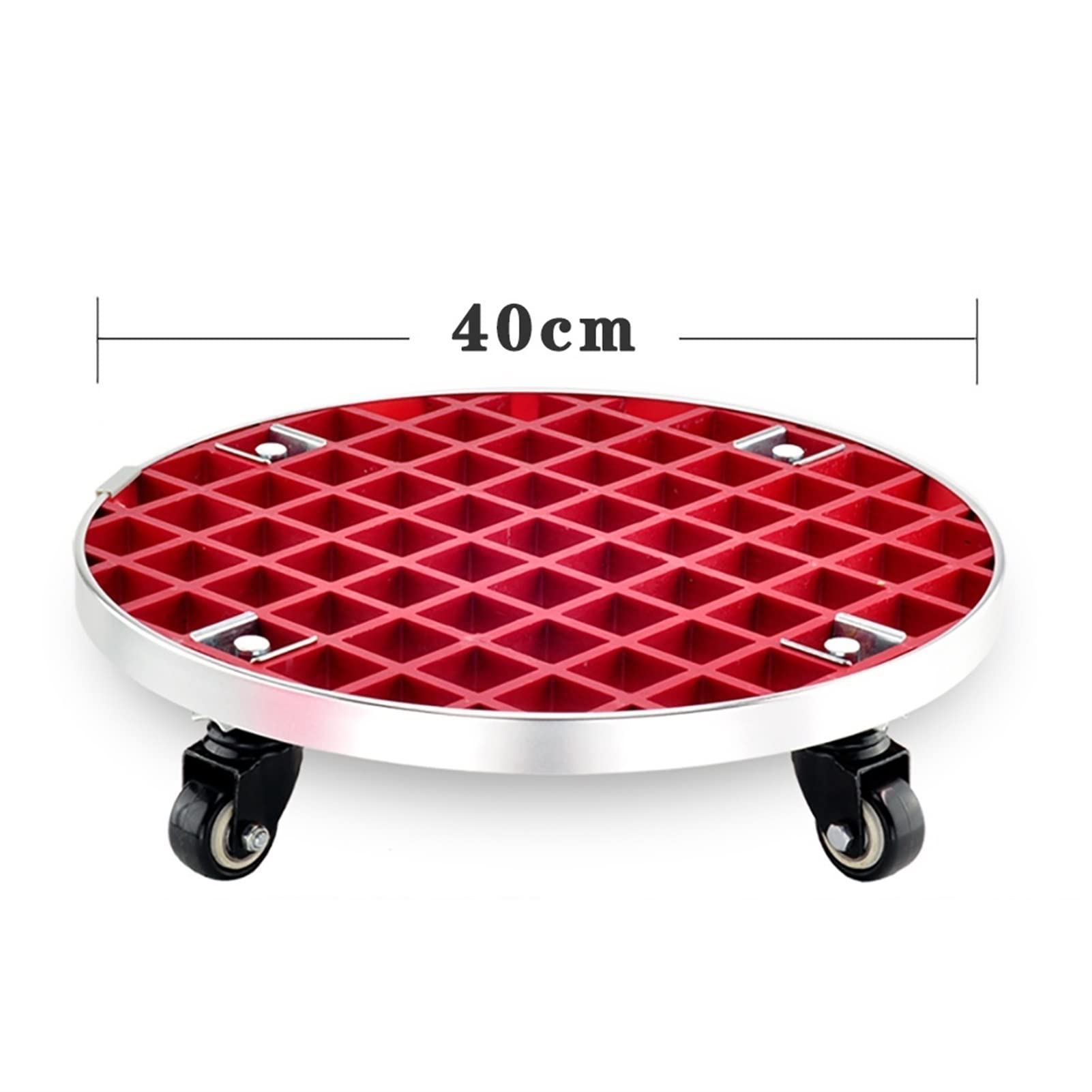 Portavaso in acciaio resistente, con ruote, 40 cm, colore nero, robusto, per interni ed esterni