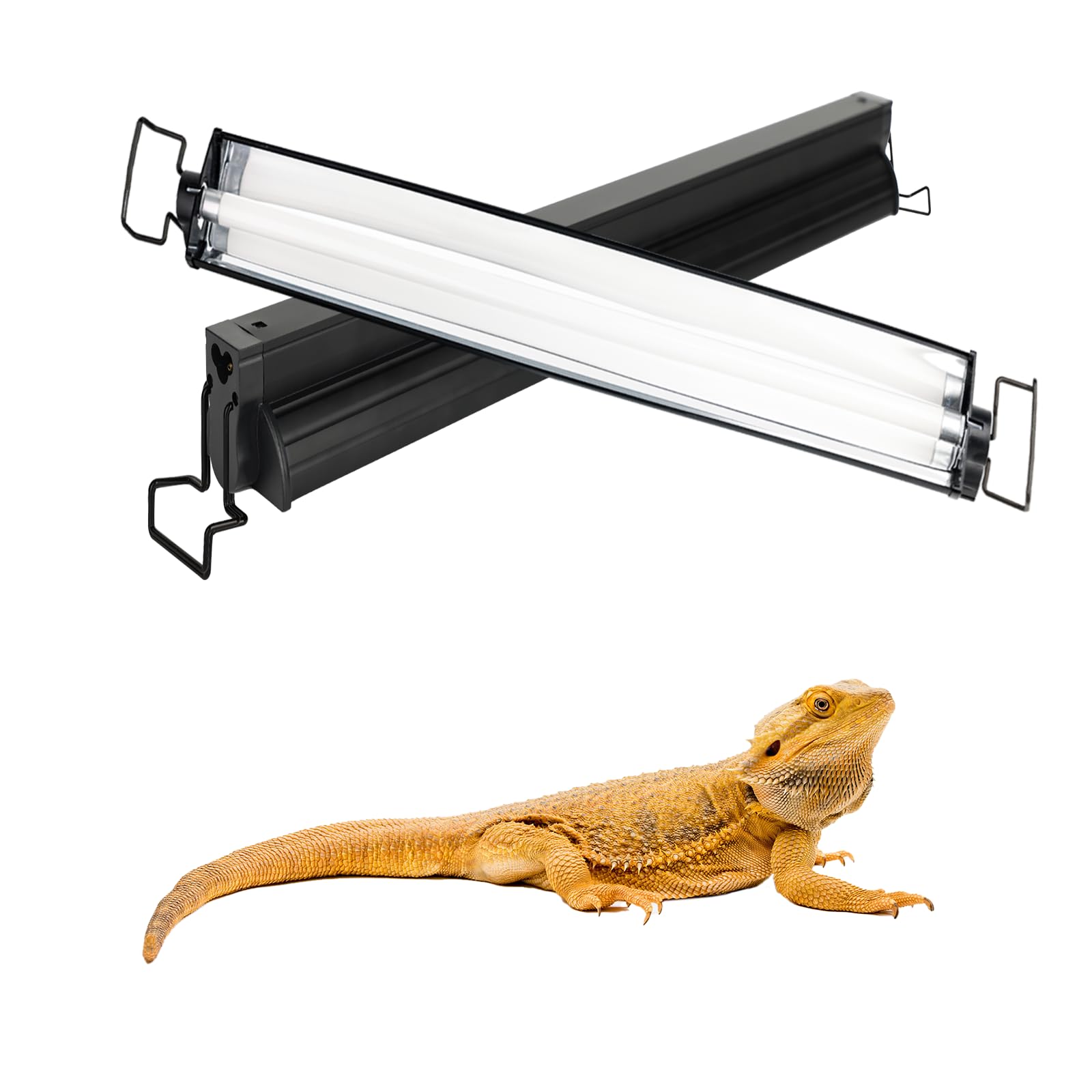 T5 UVB Reptile Light Fixture, UVA Light for Reptiles Bearded Dragon, 10.0 Bulb Therapy Terrarium Lamp Kit for Lizard Chameleon Gecko Turtle 8W