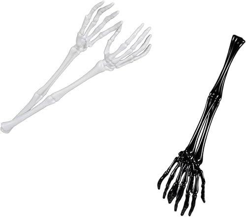 CLRA - Pinzas de mano de esqueleto, 2 unidades, color blanco y negro, pinzas para ensalada y Halloween en casa, fiesta, cocina, con regalo Aolani