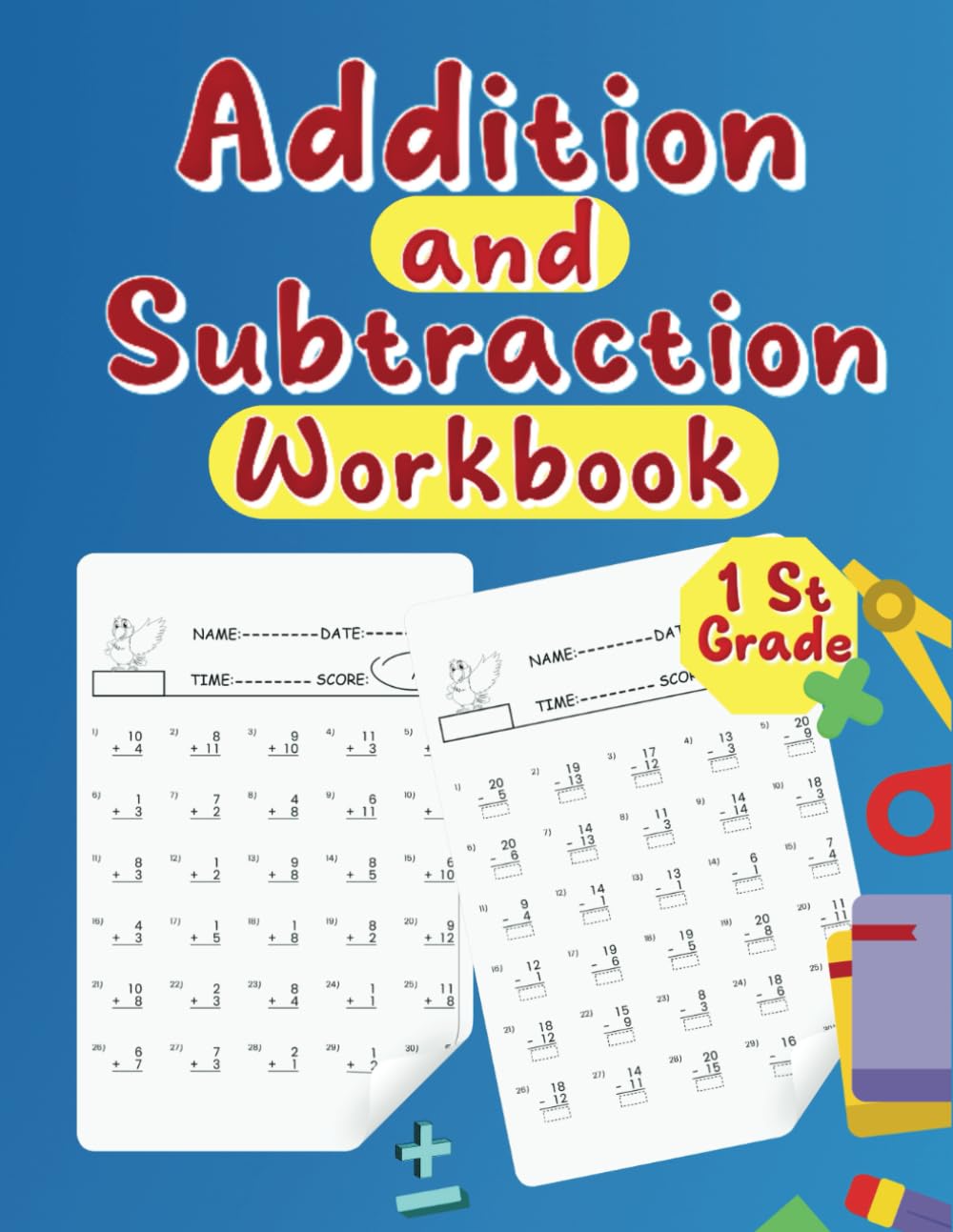 Addition and Subtraction Workbook 1 St Grade: Single Digit Math Practice