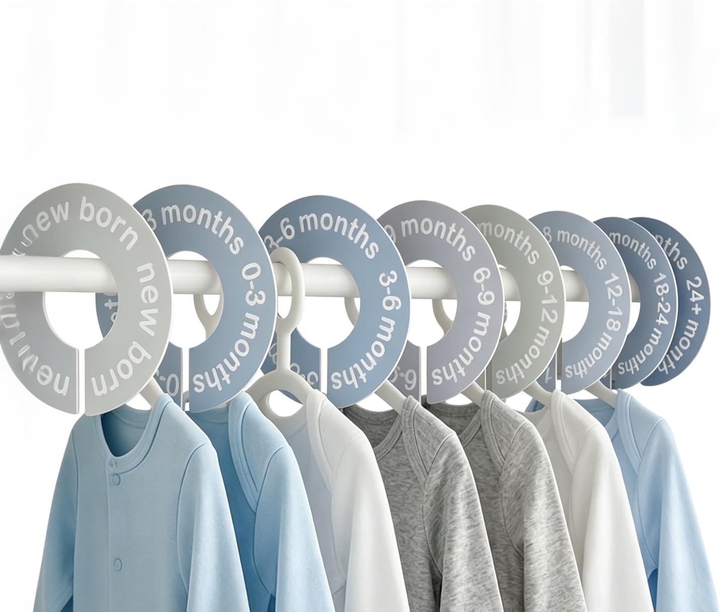 8 Pack Baby Closet Dividers, Round Nursery Size Markers