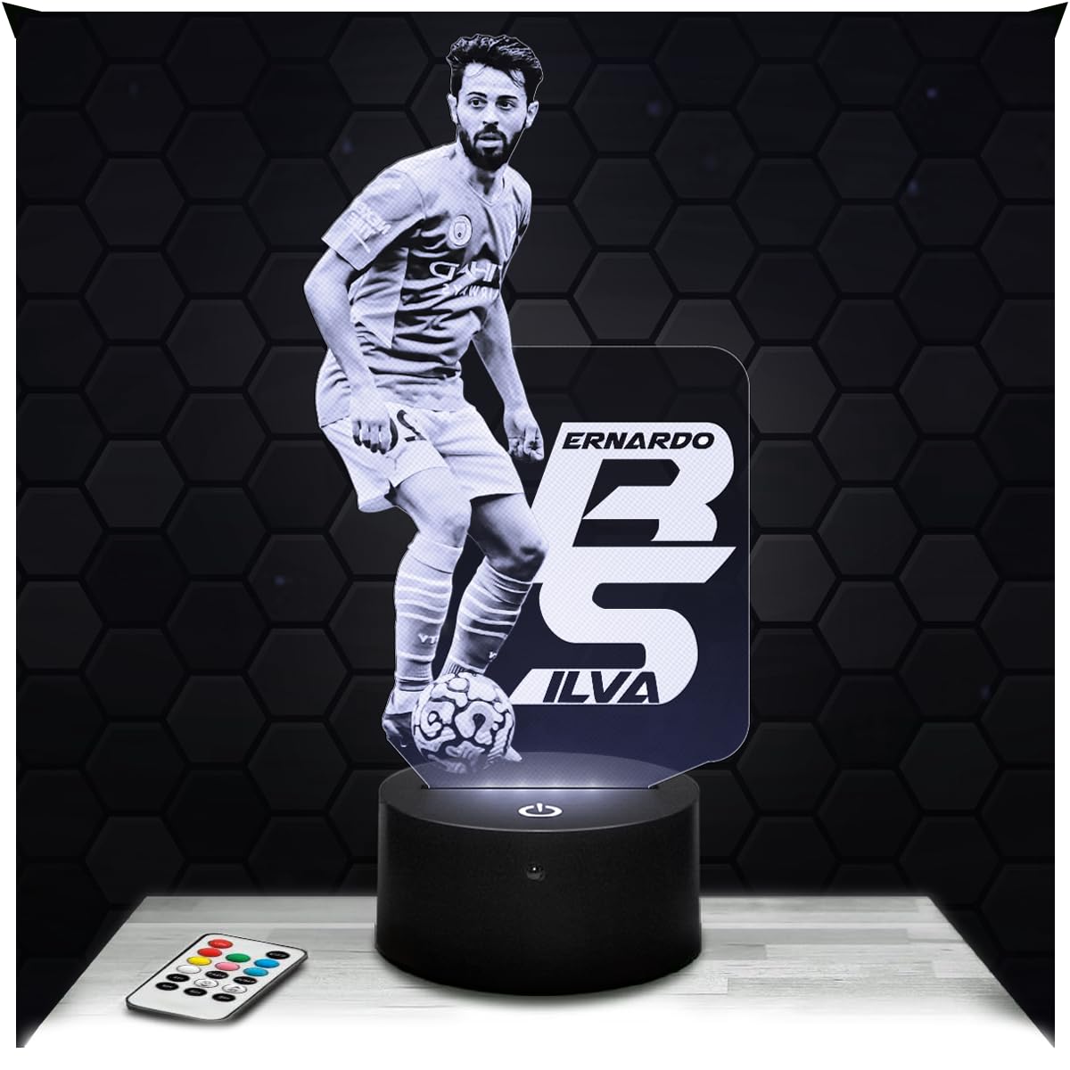 Lampephoto.fr - Silva Bernardo Football 3D Lamp, Footballer Night Light 3D LED Illusion Lamp, Gift idea for Boys and Girls, Night Light for Children's or Adult's Bedroom, Led Bedside, Gifts