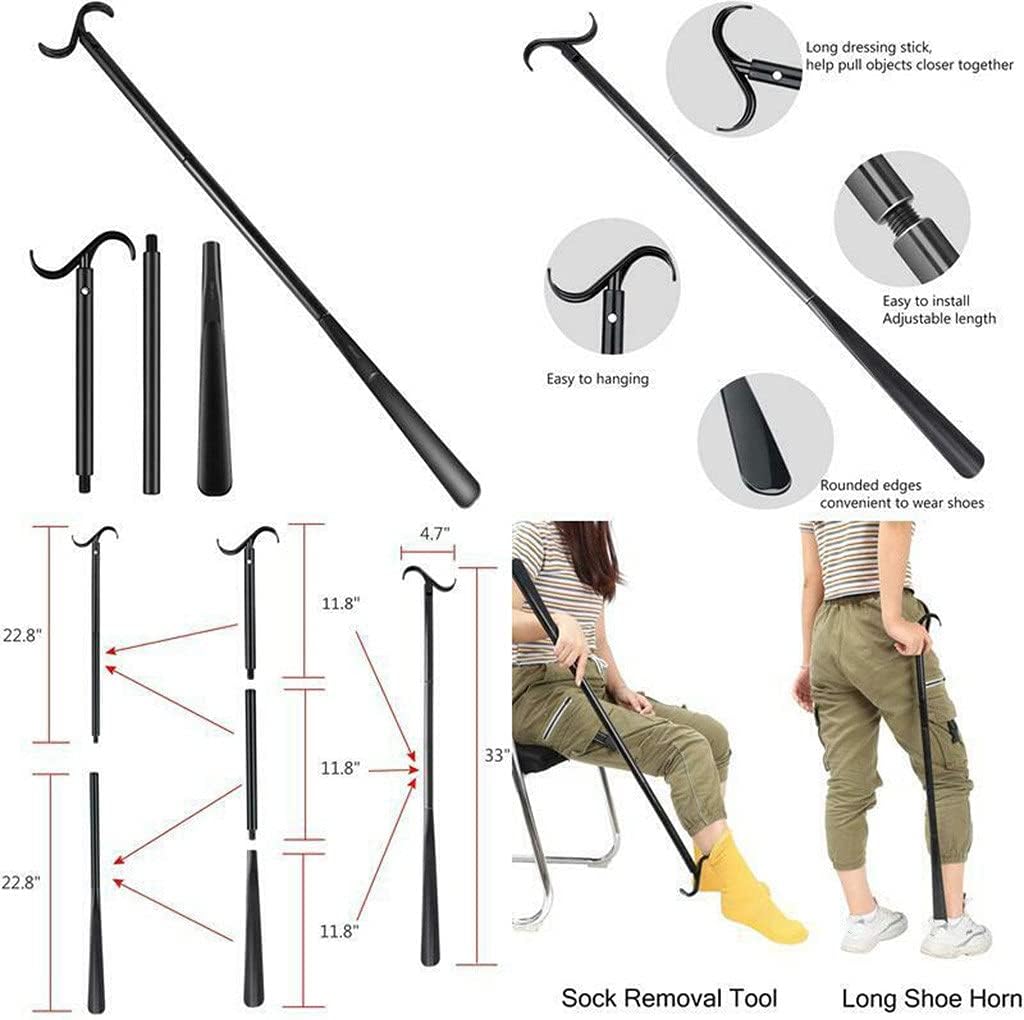 Dressing Aid Rod Stick With Shoe Horn With Sock Removal Tool Adjustable Extend Wear Clothes Shoes And Spoon Hand