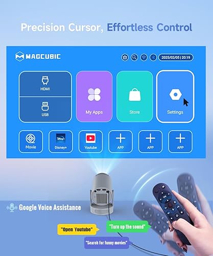 Miniatura 3 de Magcubic Mini proyector con WiFi 6 y Bluetooth 5.4, proyector portátil compatible con 4K, altavoz base de sonido de 5 W, Keystone vertical