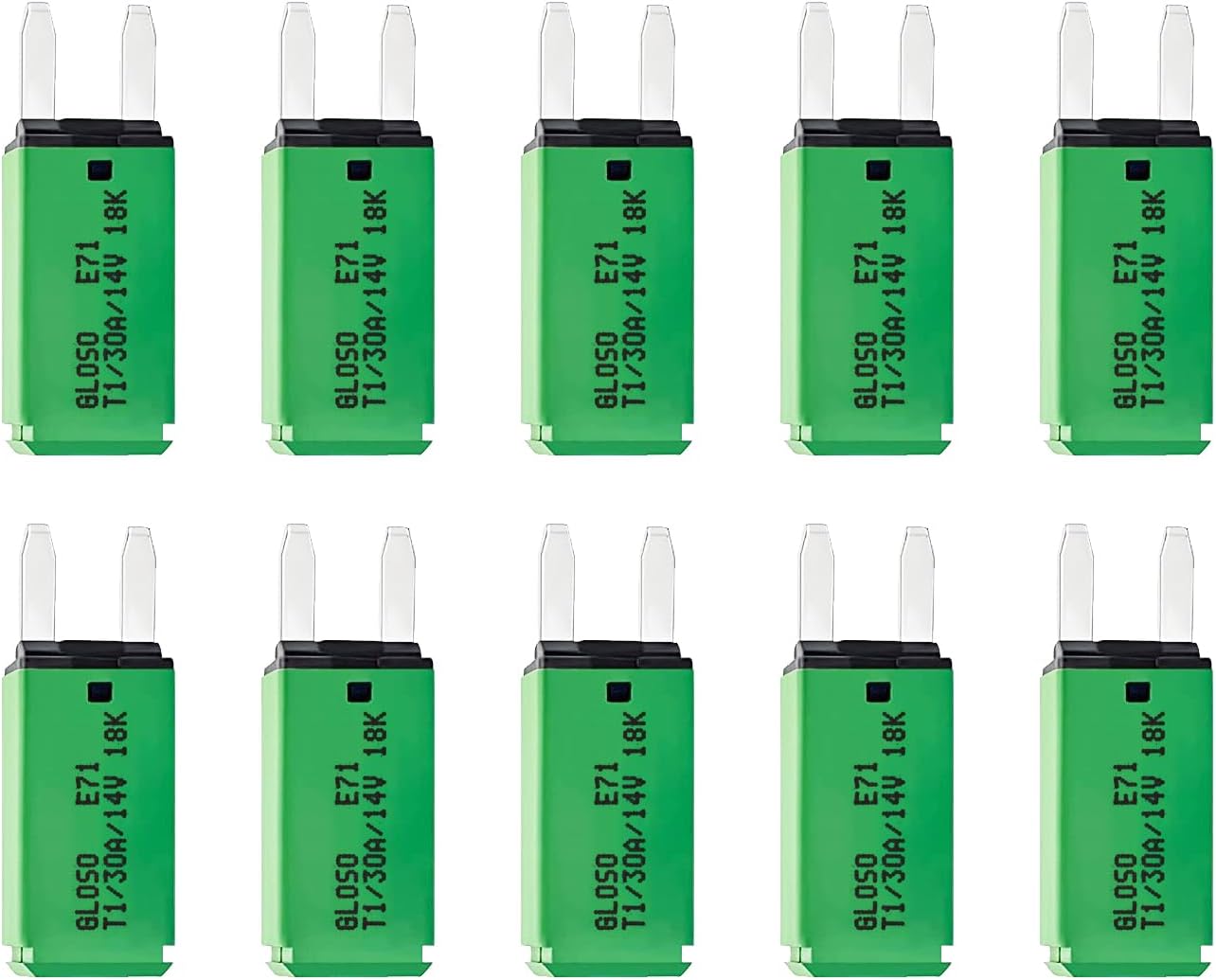 DC 10 PCS 30 Amp Auto-Reset ATM Mini Circuit Breaker （10A-30A） Blade Fuses Assortment Kit for Boat Marine RV Yacht Battery Trailer Bus Truck