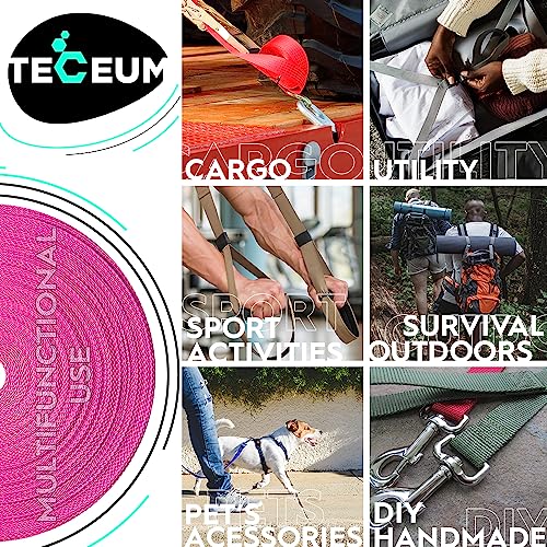 Image of TECEUM 3 /4 inch & 5 /8 inch & 1 inch & 1.5 inch & 2 inch Webbing - 10 25 50 Yards - 40+ Colors - Heavy Duty 1 Inch 1.5 Inch 2 Inch Backpack Straps - Webbing for Outdoors Indoors Crafting DIY