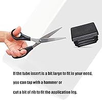 Vista 7 de Tapas de extremo de tubo rectangular de 2 x 4 pulgadas, tapa de extremo de poste de tubo de 1.969 in x 3.937 in, tapones de plástico negro