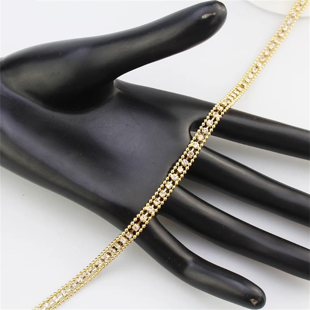 Generic 10Yards 0.5CM Small Chain Decoration Rhinestone Trim for Clothing Shoes Bags Hats Sewing Silver Crystal