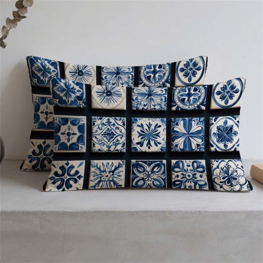 Housse de coussin extérieur bohémie lin imperméable 60x90cm M-250