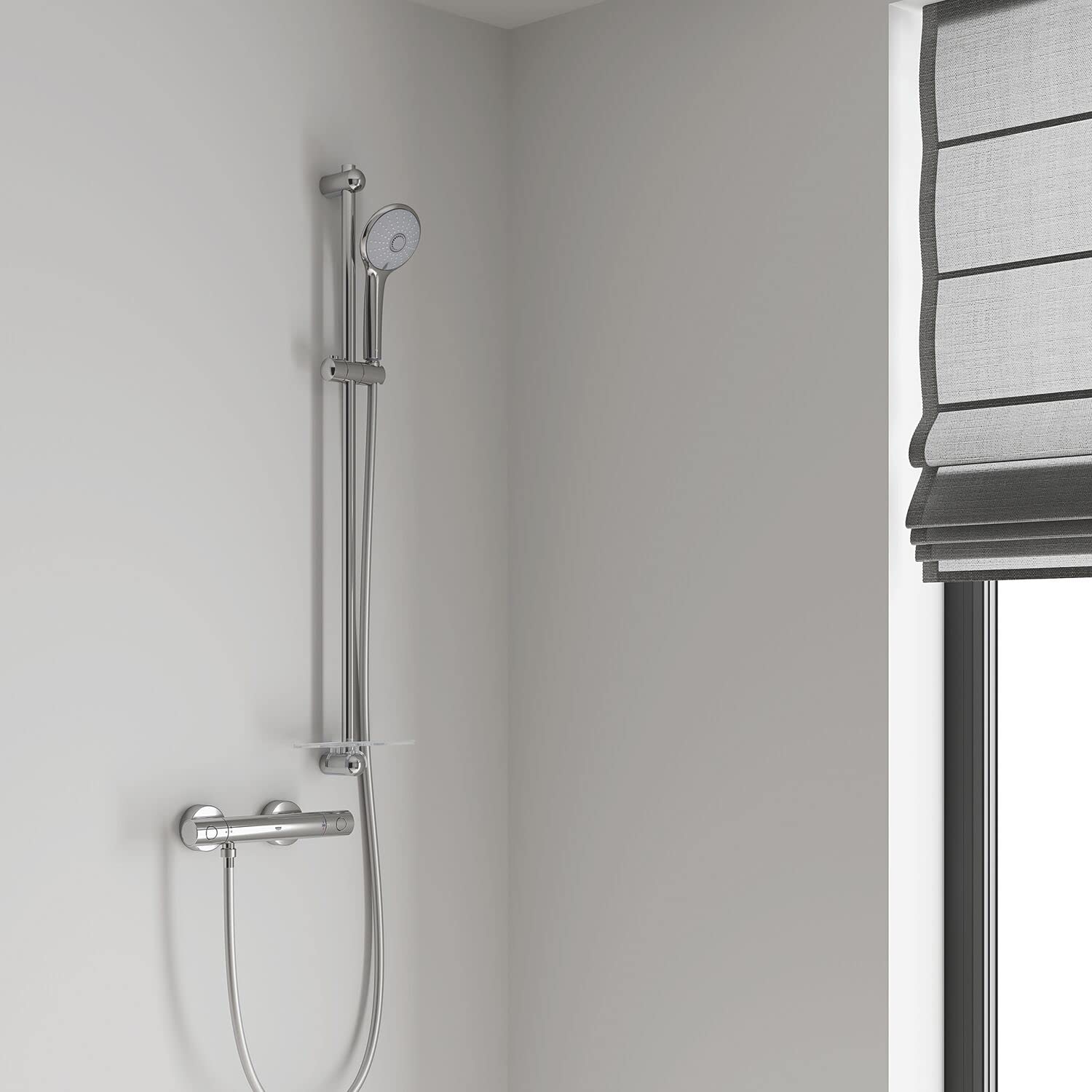 GROHE 110 Massage - Brausestangenset (3 Strahlarten, schnelle Befestigung, inkl. Duschablage, Antikalk- System, langlebig), chrom, 27226001