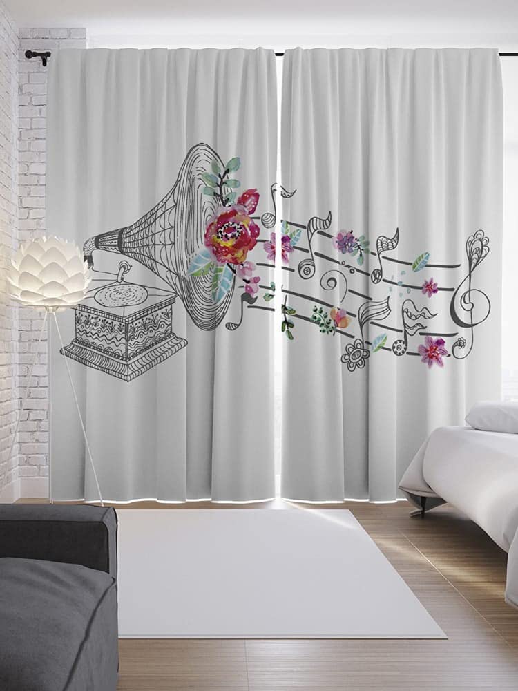 V21 3D Music Instrument Digital Printed Polyester Fabric Curtains for Bed Room, Kids Room, Living Room, Color White Window/Door/Long Door (D.N.920) (1, 4 x 7 Feet (Size: 48 x 84 Inch) Door)-image-41