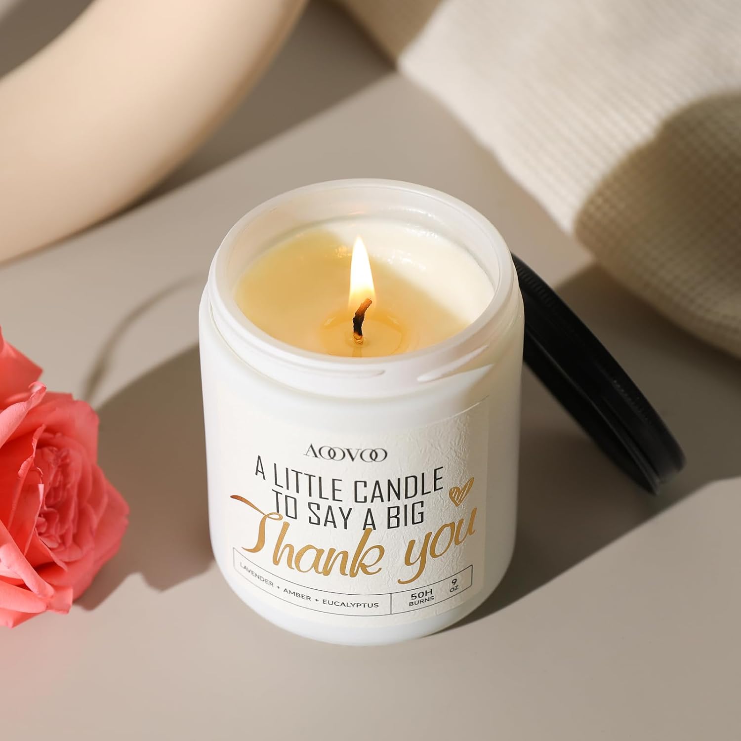 AOOVOO Candle - 9oz Soy Wax Candle, Lavender Scent - Thank You Gift for Women, Men, Mom, Coworkers, Nurse, Clients - Employee, Teacher, Boss Appreciation - Image 7