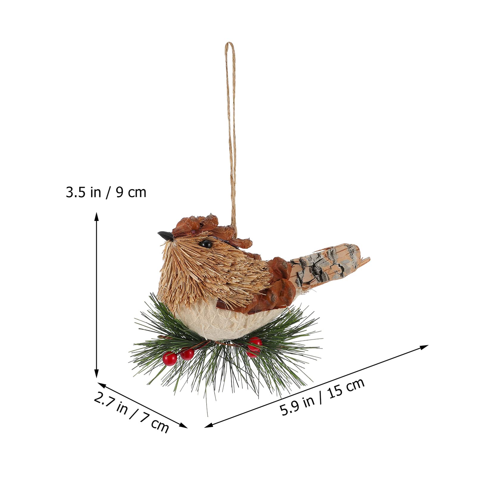 Zerodeko 3 Pz Ciondolo uccellino di paglia colibrì arredamento figurine cinciallegra pappagallo Halloween ciondolo appeso di Natale ornamento da appendere alla festa paglia di legno