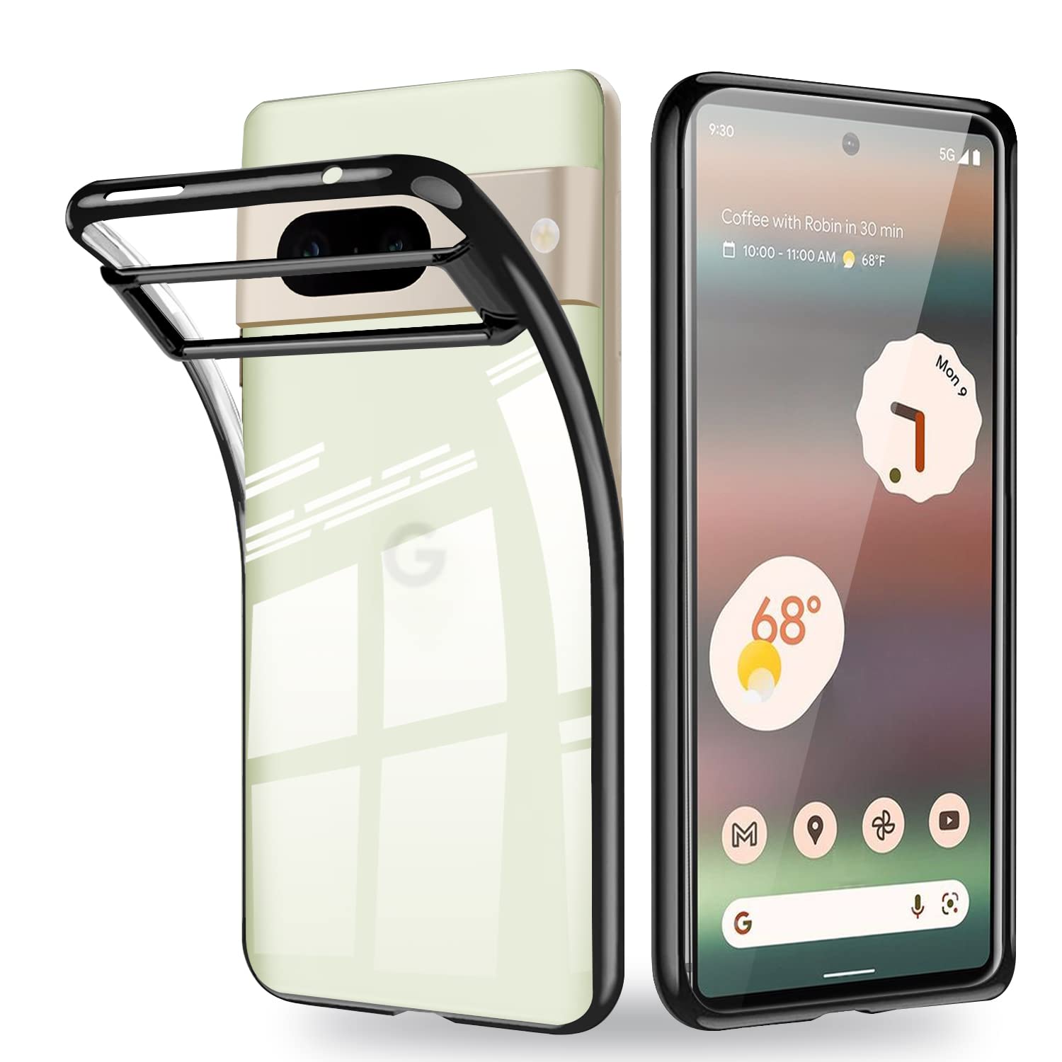 Google Pixel 7 Case Crystal Clear Not Yellowing Slim Soft Shockproof TPU Bumper Protective Flexible Drop Protection Transparent Cover for Google Pixel 7 Black