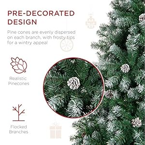 Bestchoiceproducts6ftpredecoratedholidaychristmastreeforhomeofficepartydecorationw1000pvcbranchtipspartiallyflockeddesignpineconesmetalhingesbase Urban Country Home Decor Best choice products 6ft pre decorated holiday christmas tree for home office party decoration w 1000 pvc branch tips partially flocked design pine cones metal hinges base urban country home decor