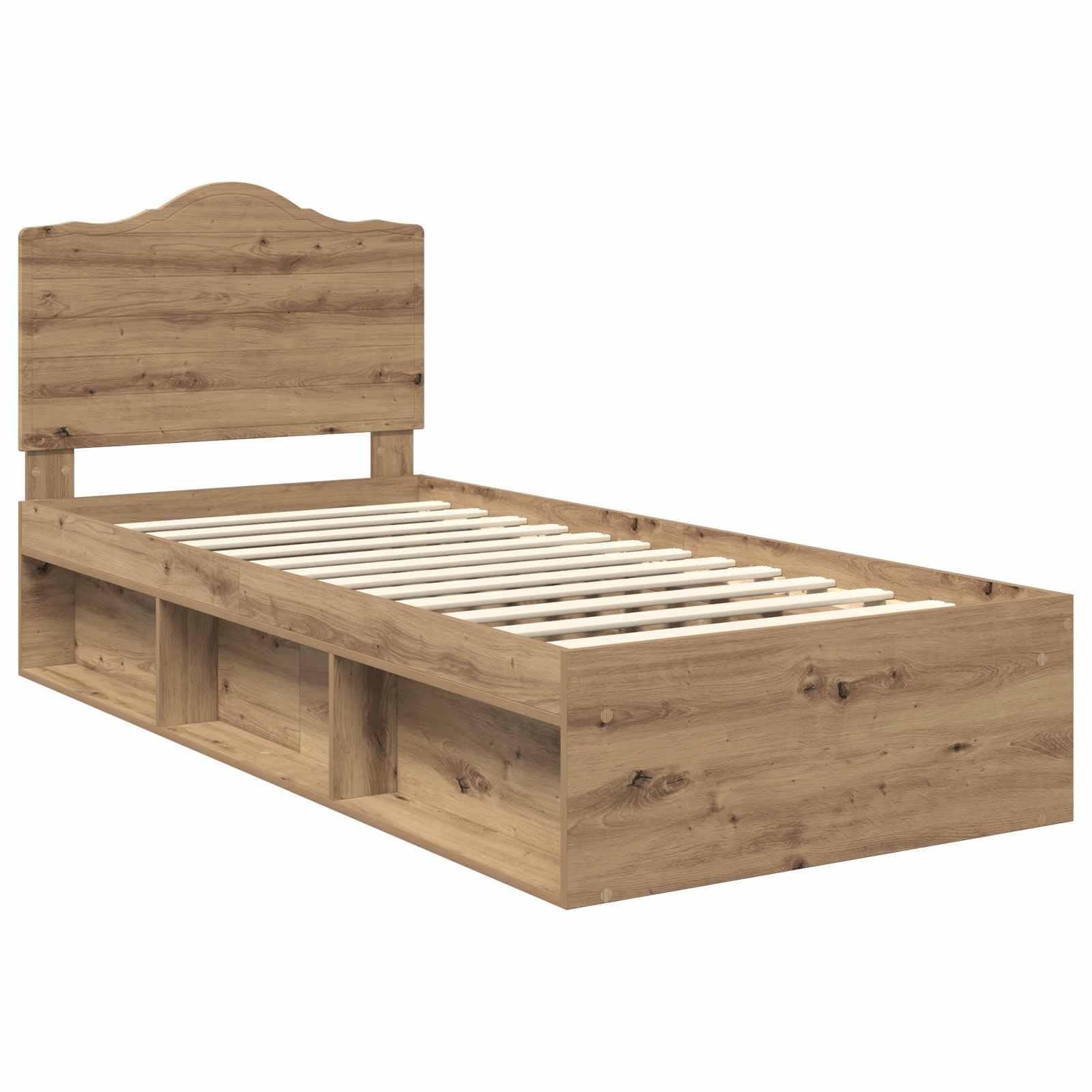 vidaXL Estructura de Cama con cabecera Roble Artisan 90 x 190 cm