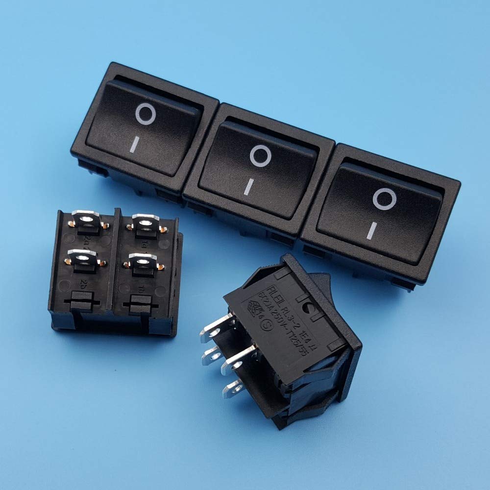 10Pcs RLEIL RL3-2 4Pin ON-OFF 2Position DPST Maintained Mini Rocker Switch 10A/125VAC