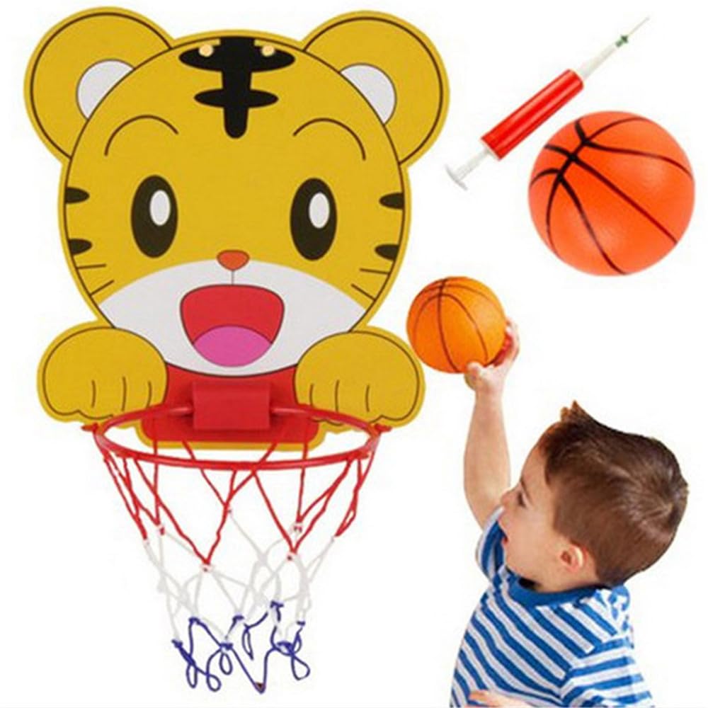 Cartoon Tiger Basketball Hoop Kit Kids Hanging Basketball Board Basketball Hanging Hoops Game