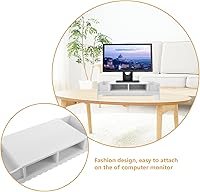 Vista 5 de VALICLUD Multifunction Storage Rack White Monitor Shelf Riser with Desktop Organizer for Office Home Creative Screen Display Stand for Eyeglass Keys
