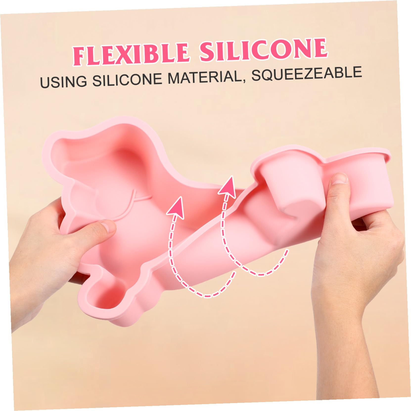 2 Moldes de Silicona Antiadherentes para Chocolate y Pasteles Forma de Perro, Ligeros y Resistentes para Cocina y Cumpleaños, Pack de 2 Piezas Rosa