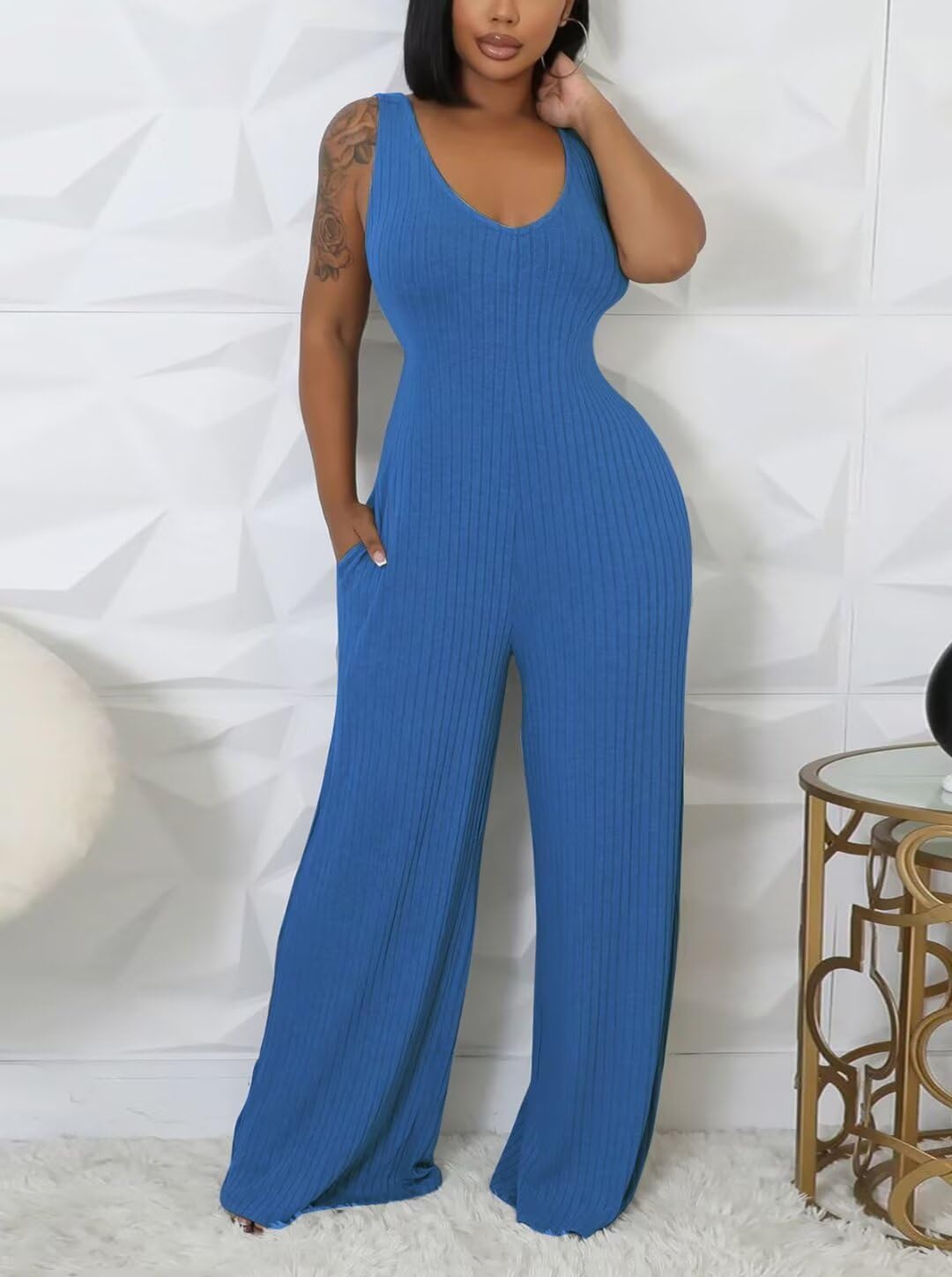 Annystore Sexy 2 Piece Set for Women Fall Outfit Ribbed Knit Long Sleeve Crop Cardigan Wide Leg Pants Set Jumpsuit Clubwear - Image 3
