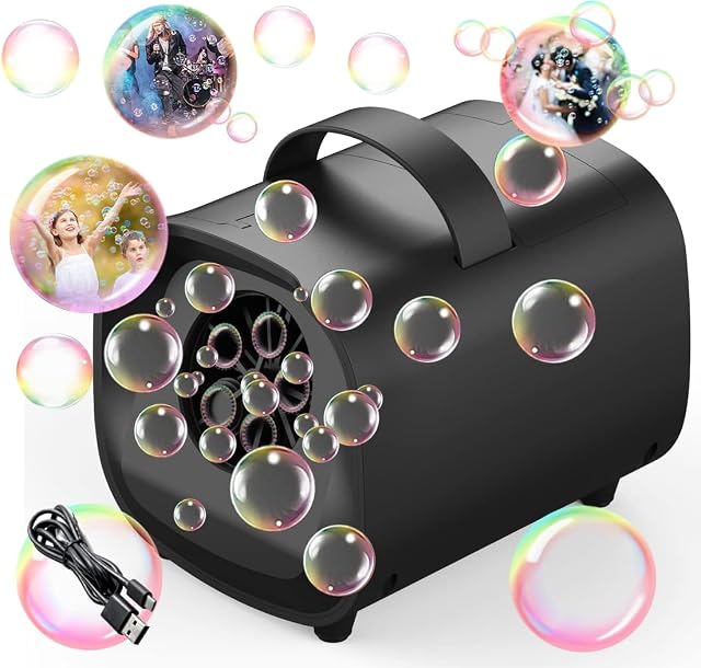 Professional Bubble Machine, Electric Bubble Toy for Kids/Wedding/Birthday/Christmas Party, Bubble Blower Maker with 2 Speeds Modes, 720ml Capacity