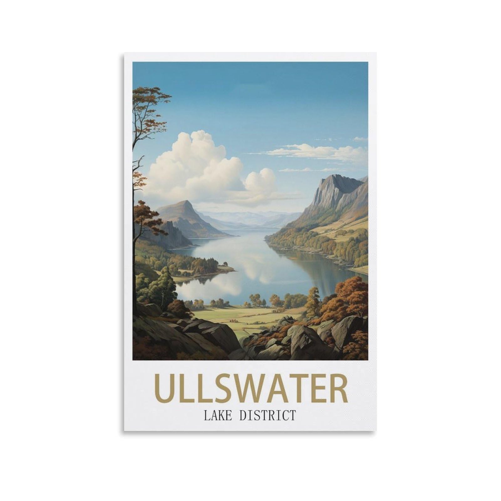 EZMLFA 5D Diamond Art Kits for Beginner,Ullswater Lake District,Diamond Art House DIY Diamond Art Kits for Home Wall Decor 30x40cm
