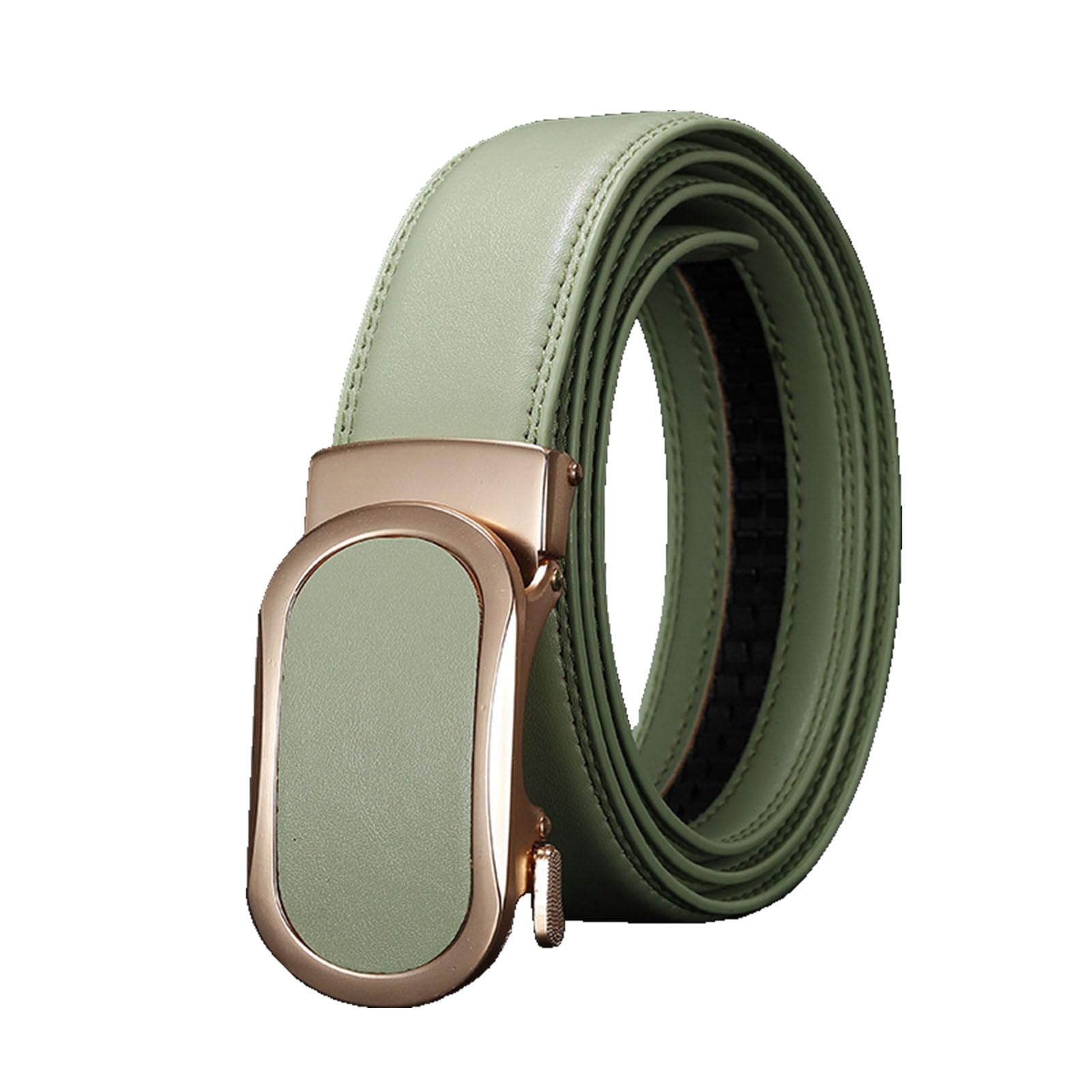 BDAYEK Men's Belt Men's Belt Fashion Leather Dress Adjustable Casual With Automatic Buckle(Green,115Cm/45.3'')