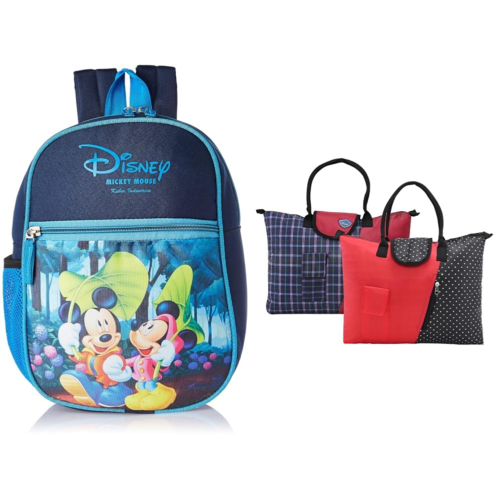 kuber industries Kuber Polyester Disney Print Unisex School Bag | Foldable Shopping Bags For Women with 3 Small Pockets-picture-15
