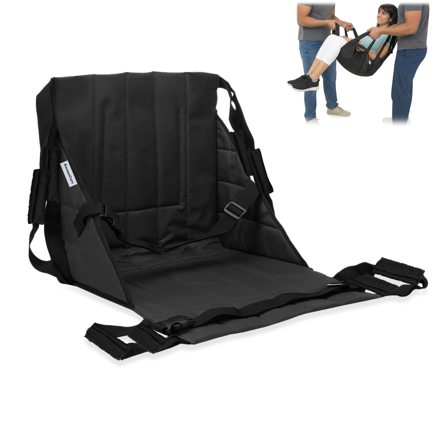KosmoCare Rehabilitation Patient Lift & Transfer Sling for Elderly & Disabled| Lift Belt with Safety Harness| Bed to Wheelchair Patient Transfer Pad| Portable Stair Assist| 130kg Load Capacity| Black-image-34