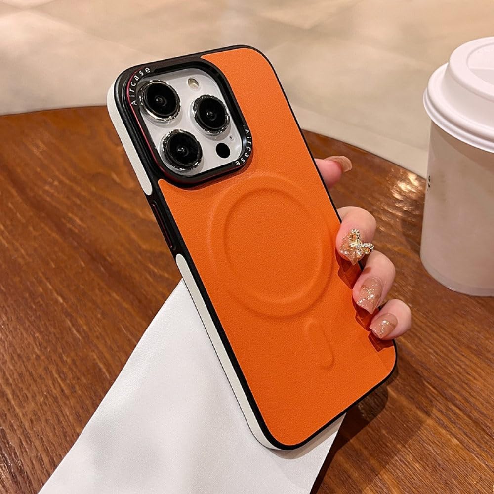 Couverture souple magnétique mate iPhone 14 Pro Max cuir