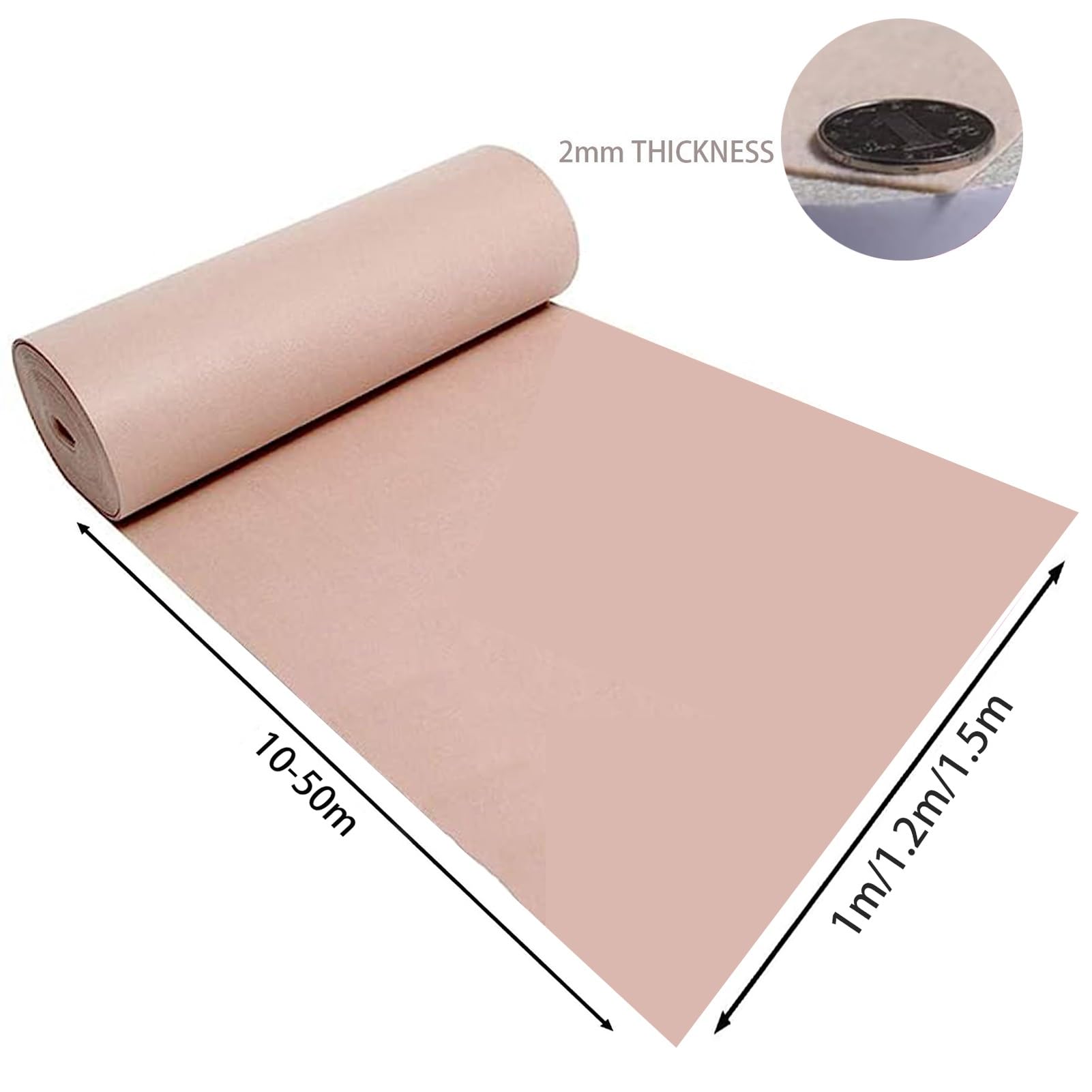 Champagnerfarbener Teppichläufer 2mm dick Hochzeitsgang Läufermatte rutschfester Braut Gehweg Laufsteg Teppich für Hochzeit, Kirchenparty, Außen- oder Innendekoration, schneidbar ( Size : 1.2x30m )