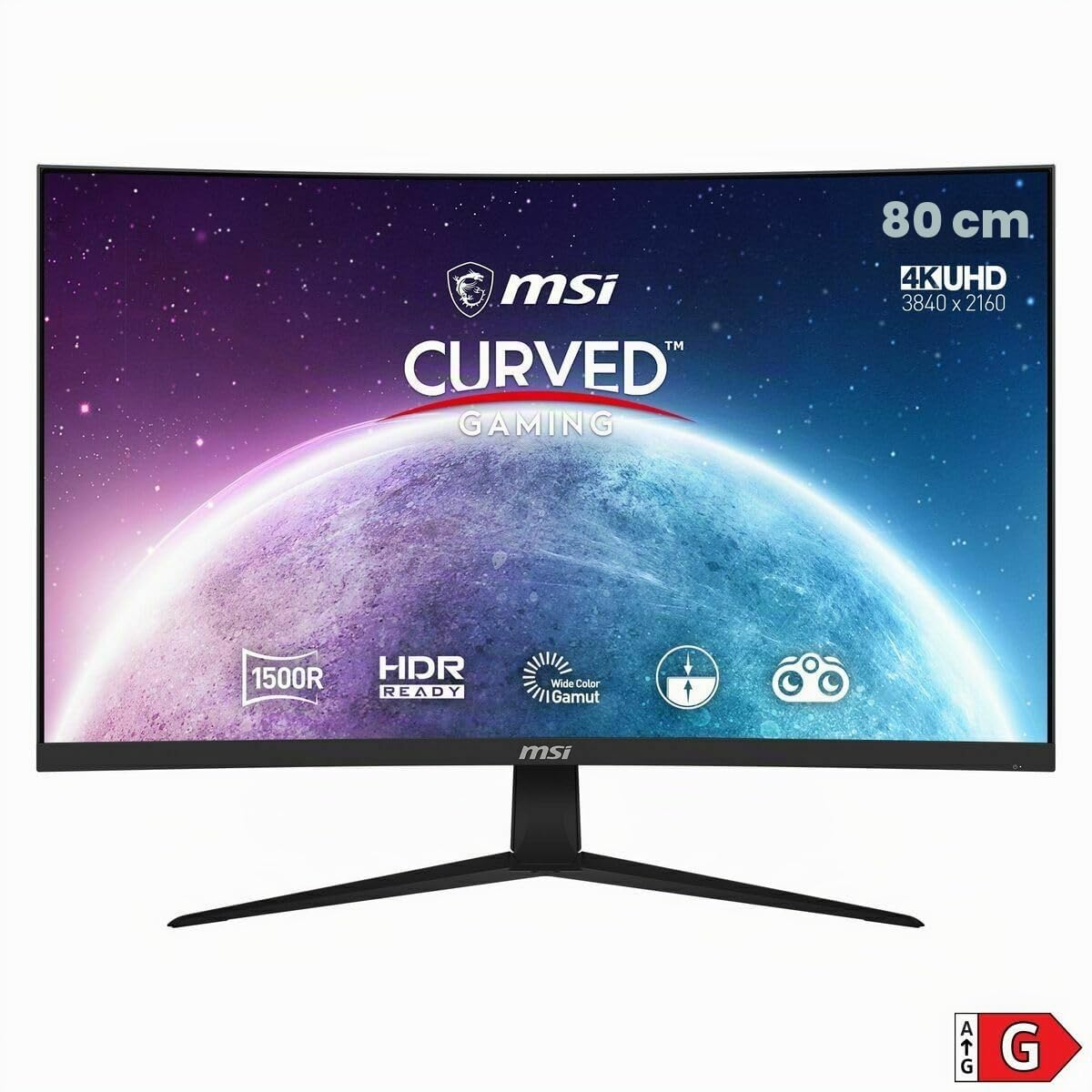 MSI G321CUV, Monitor Curvo Gaming 31.5", 4K UHD (3840 x 2160) 60 Hz, VA Curvatura 1500R, 16:9, 1 ms de Respuesta, 250 nits, HDR Ready, Negro