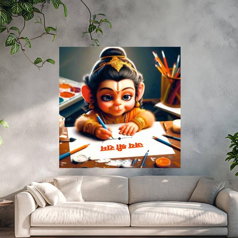 Image of British Terminal Cute little Bal Gopal Baby God Krishna| Kanha Ji | Laddu Lord Makhan Chor Painting Religious Poster for Pregnant Women for wall (matt thin vinyl,sticker,multicolor,unframed)| bj194