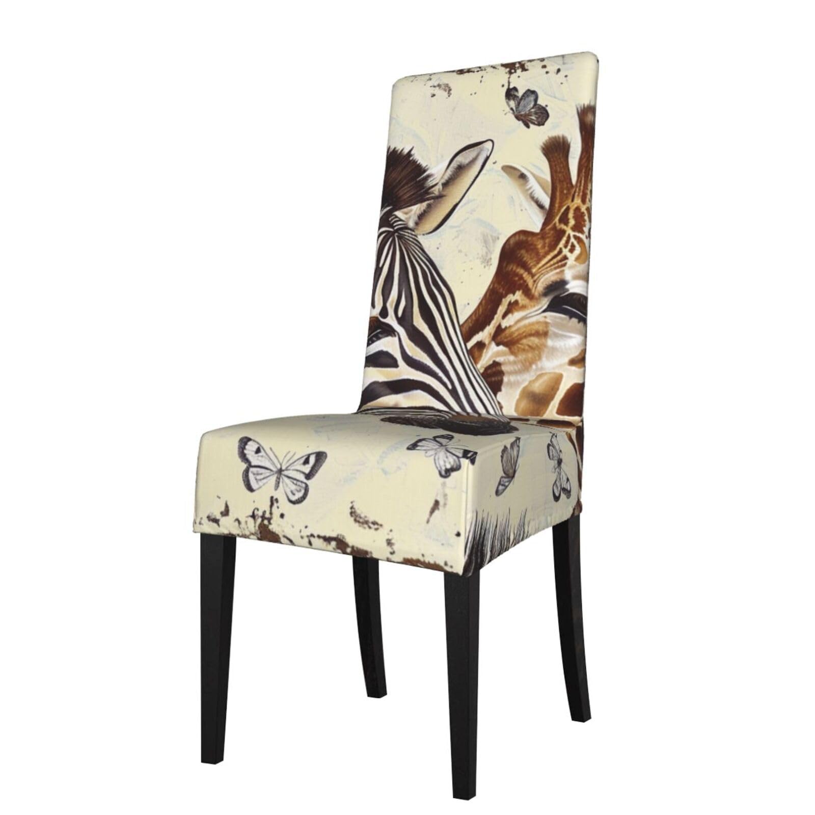 WPKJU Zebra and Giraffe Print Dining Chair Covers Removable Chair Seat Covers Decorative for Kitchen & Bar Stools