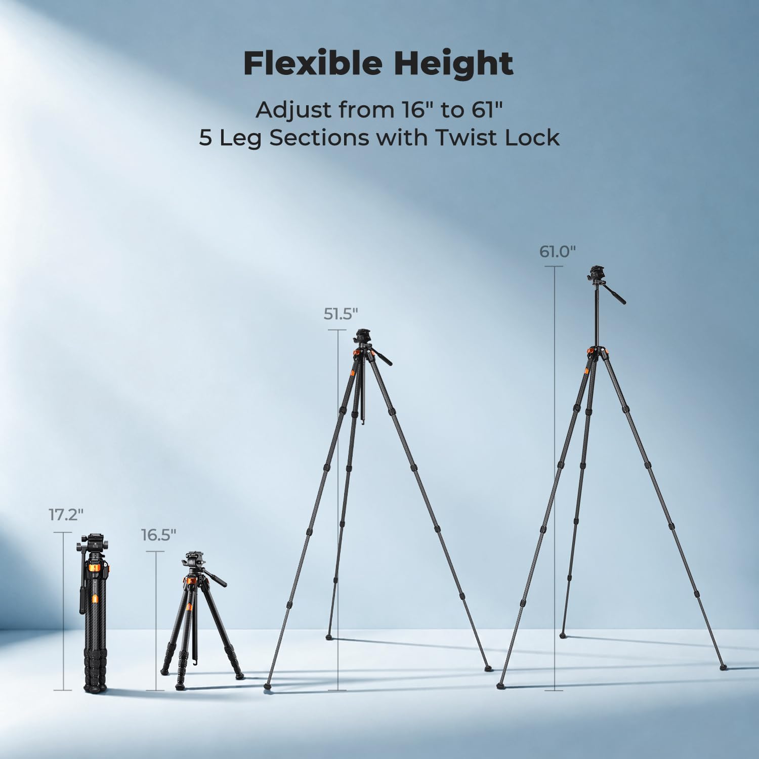 K&F Concept Tripod Camera Trípode de Fibra de Carbono