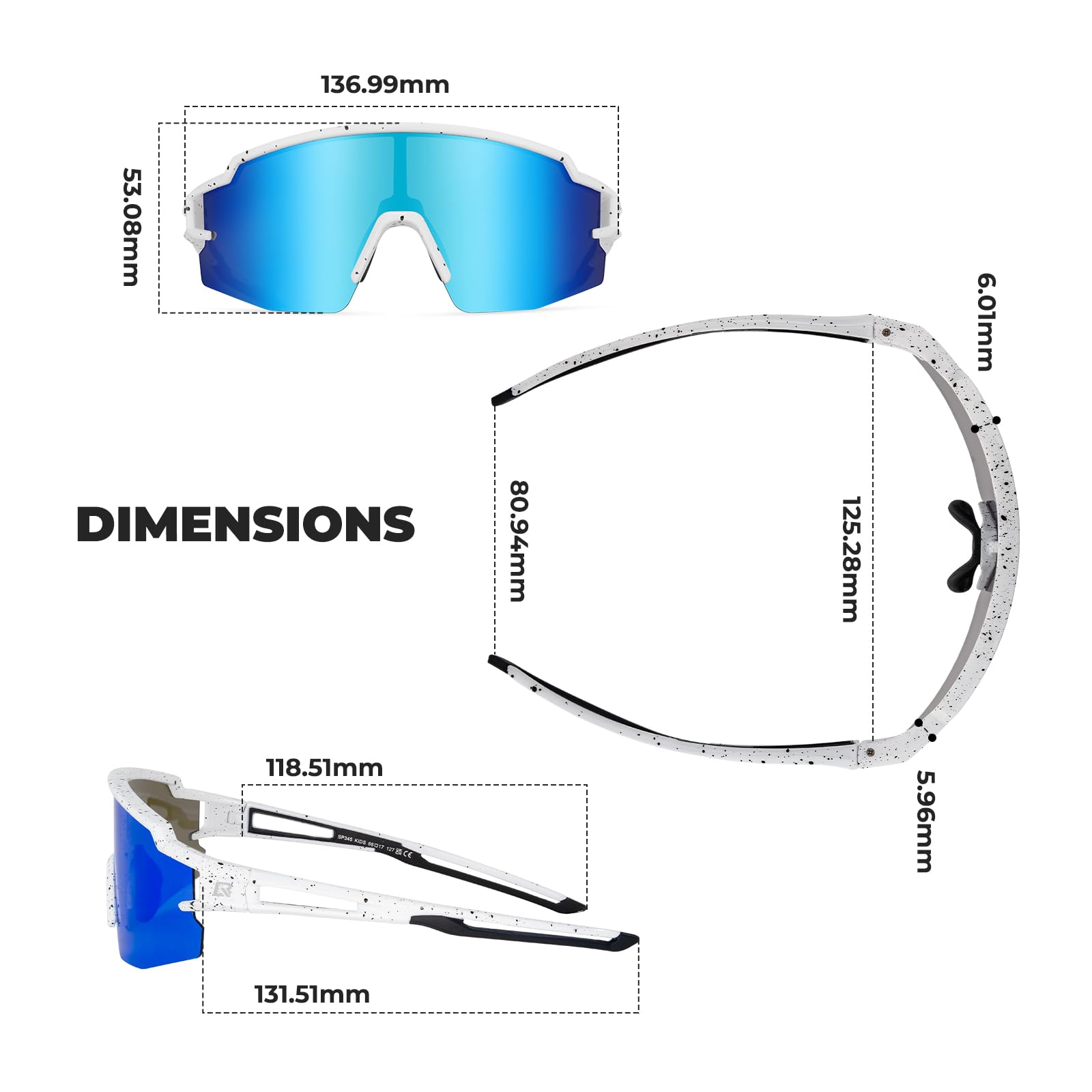 ROCKBROS Lunettes de Soleil Polarisées pour Enfants, Lunettes de Cyclisme UV400 Protection pour Garçon et Fille, Lunettes de Sport de Plein Air Vélo BMX VTT