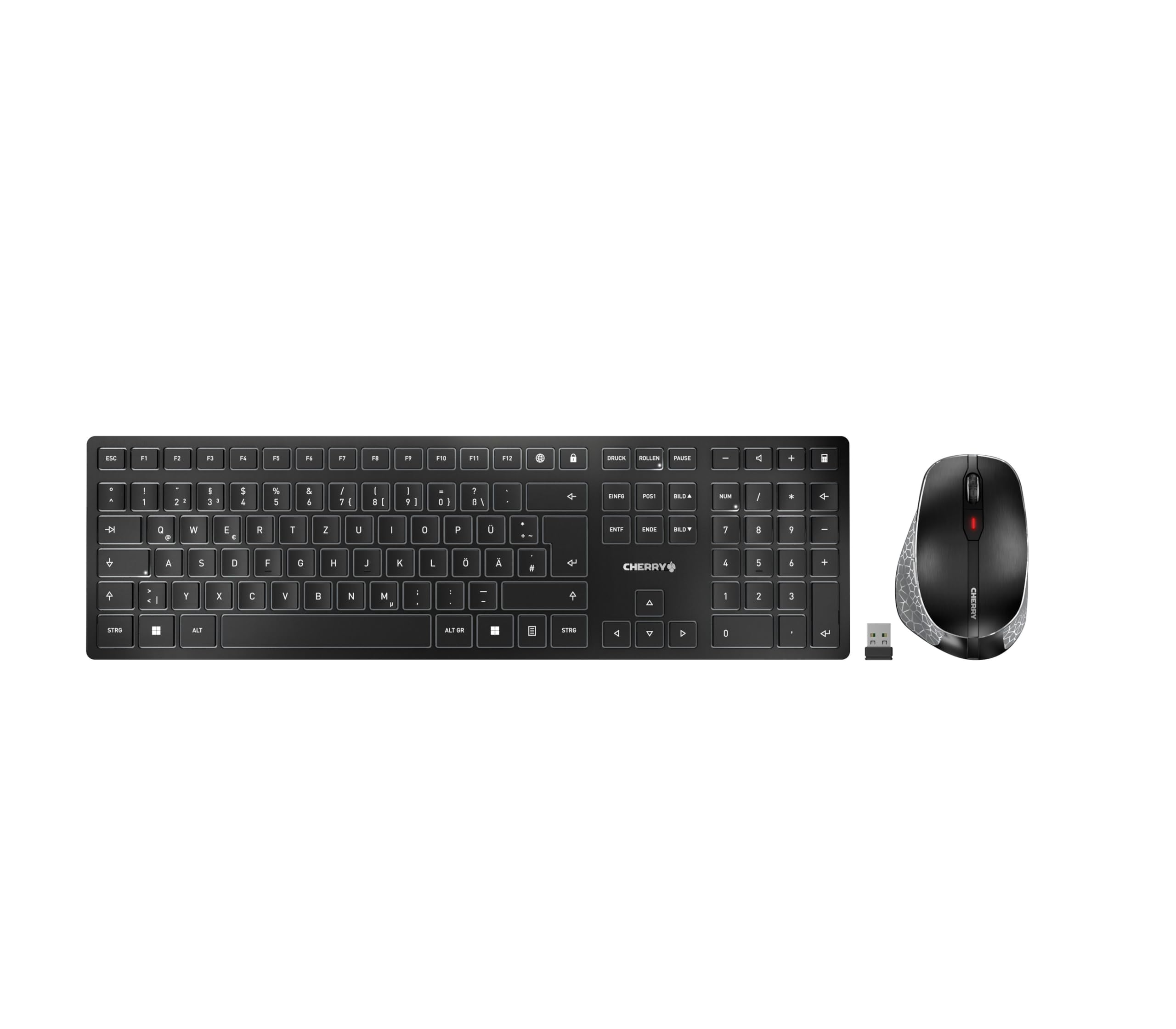 CHERRY DW 9500 Slim, Kabellose Tastatur und Maus, Deutsch QWERTZ, Schwarz