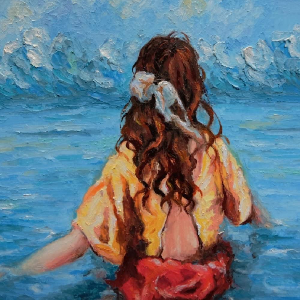 Grand tableau abstrait fait main sur toile grand format bleu pour mur de salon