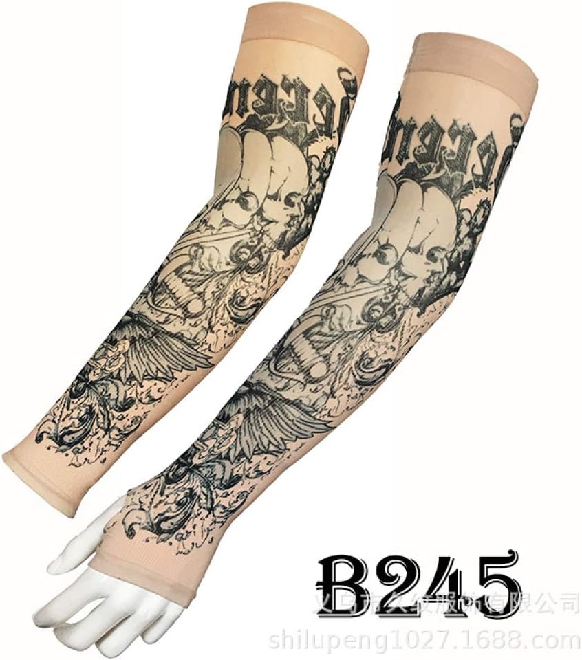 tzxdbh Tattoo Ice Sleeve Summer Sunscreen Real Ice Silk Shade Tattoo Sleeve B245 直筒款 手臂周长17-50厘米可用