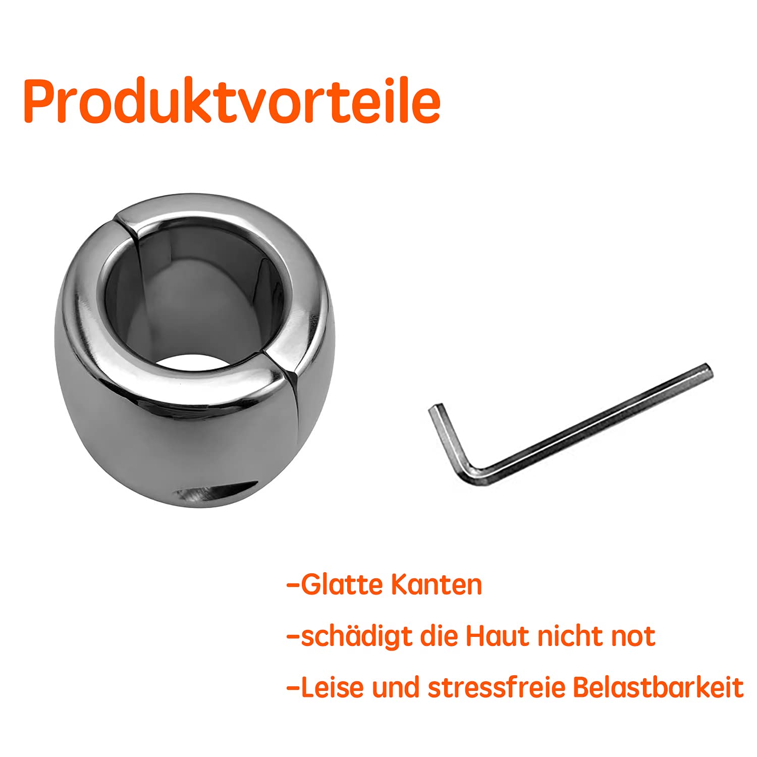 SeLgurFos pesante testicolo anello in acciaio inox palla barella testicolo barella testicolo peso scroto ciondolo pene anello pene anello magnete/chiave (60mm,Schlüssel)