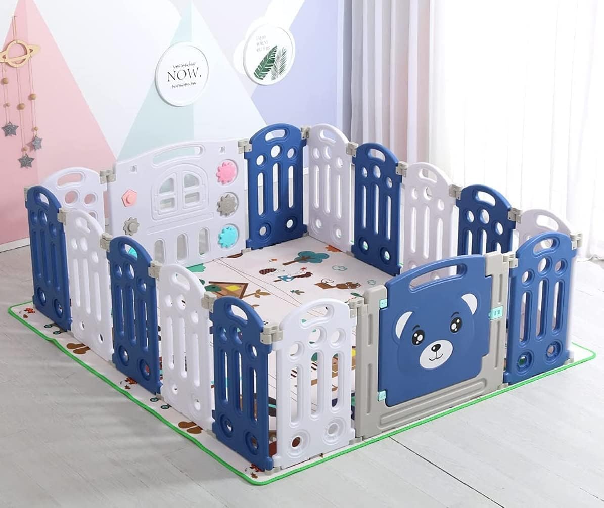 Baby Playpen Foldable Kids Safety Play Yard , Large Baby Pen with Play