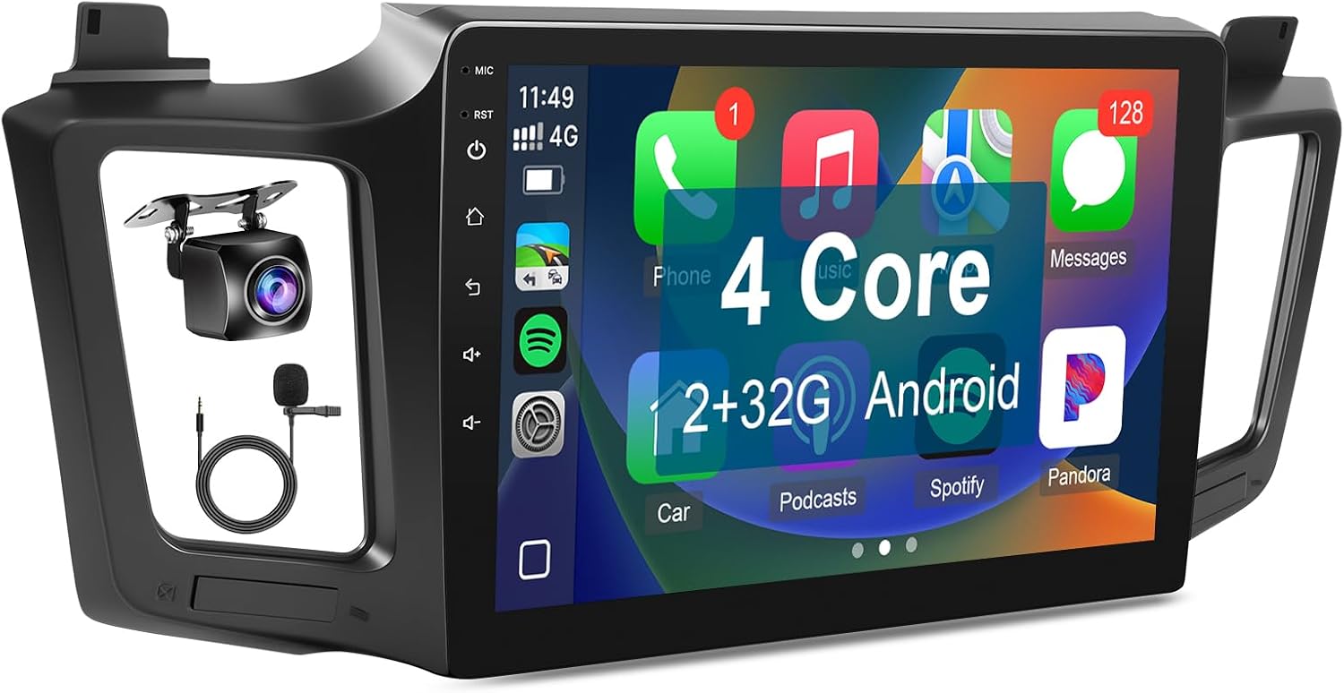 Leadfan Car Radio Stereo for Toyota RAV4 2013 2014 2015 2016 2017 2018 Compatible with Wireless Apple CarPlay Android Auto, 9'' Touchscreen Bluetooth WiFi GPS Navi Backup Camera MIC SWC Pantalla