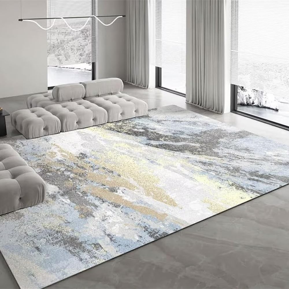 Tapis de salon abstrait gris en flanelle premium chic de chevet