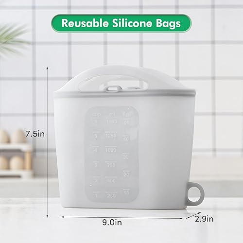 Miniatura 2 de DOYOQI Paquete de 2 bolsas esterilizadoras de vapor de silicona para microondas, bolsas de vapor reutilizables de 1.5 L para el hogar y los viajes,