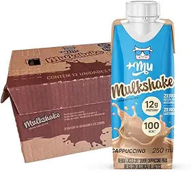 Bebida Proteica, Mais Mu, Mulkshake, Sabor Cappuccino, 12g de Proteína, Zero Lactose, Zero Açúcar - 12 Garrafinhas de 250ml