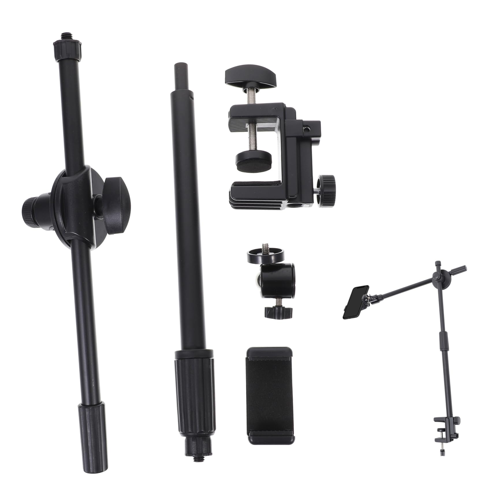 POPETPOP Soporte para Teléfono Móvil de Escritorio y Cabecero, Brazo Flexible Articulado 360°, Ajustable, Negro, para Grabación de Vídeo