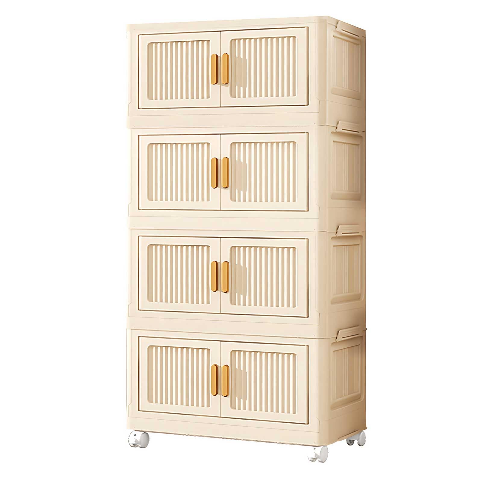 Refein Plastic Storage Boxes with Lids - 25L*4 Stackable Storage Box on Wheels Foldable Plastic Drawers Collapsible Baskets Containers for Living Room Bedroom Organisation — image 1