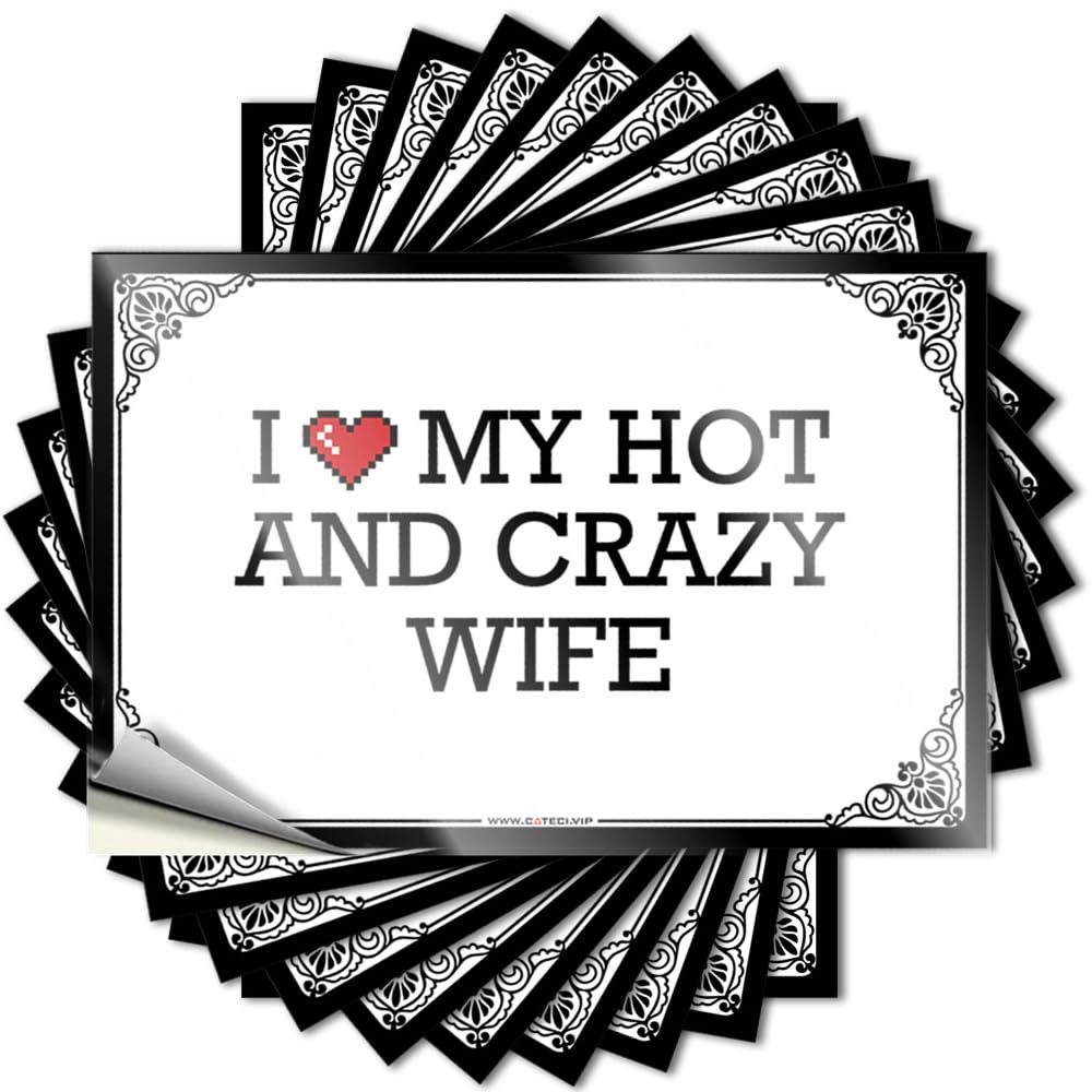 Small, Decals Hard I Love My Hot and Crazy Wife | Math Gamers Accessories(6X9CM)