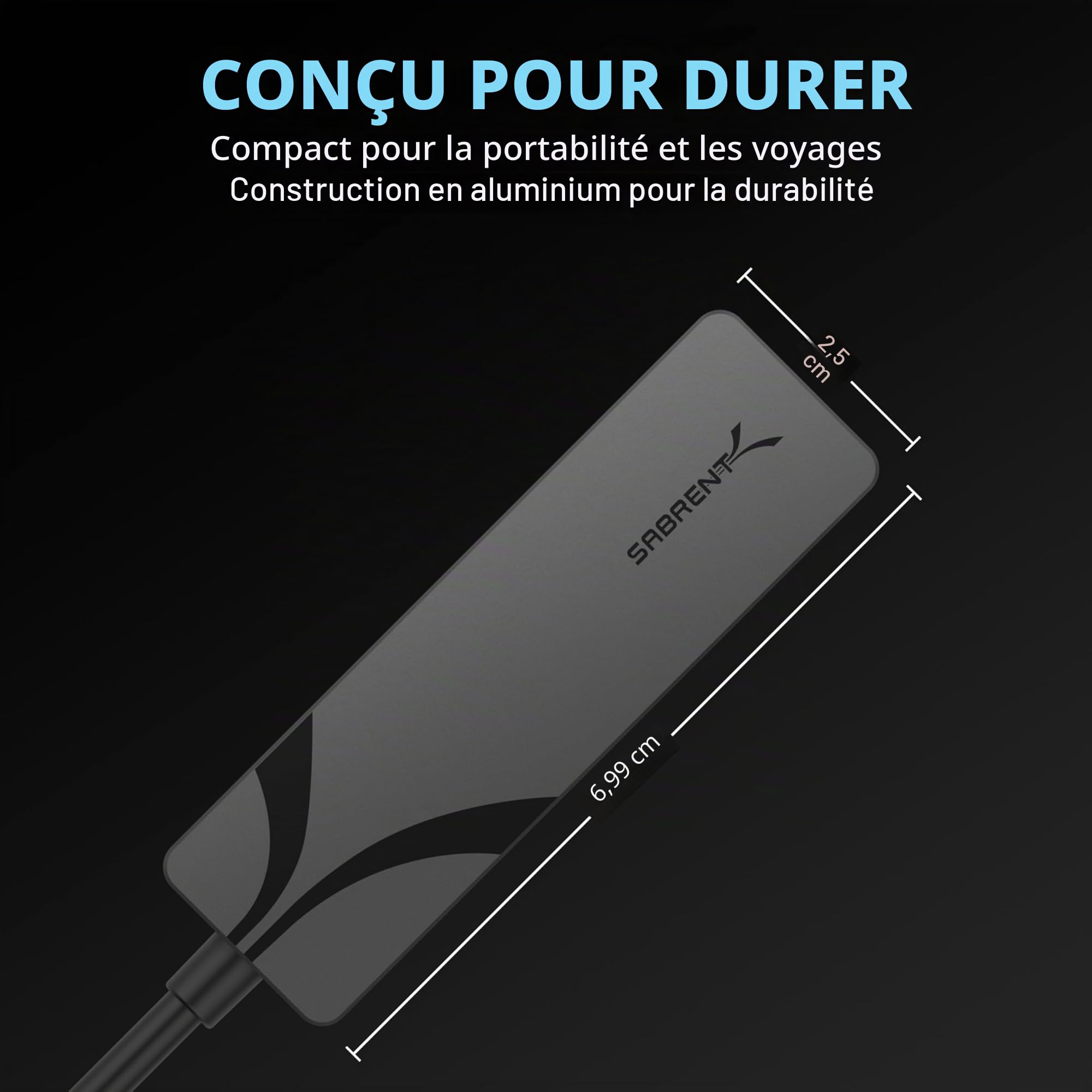 SABRENT Adaptateur Ethernet USB C, Ultra-Rapide 5Gbps, Adaptateur RJ45 USB C Ethernet Portable en Aluminium, pour MacBook Pro, MacBook Air, iPad Pro 2018 et Versions ultérieures (NT-C5GA)